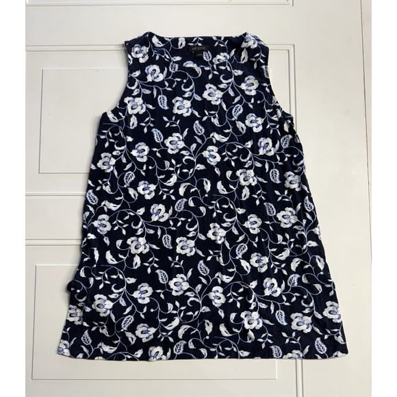 J. Jill Tops - J. Jill Wearever Sz S Tank Top Womens Navy White Floral Knit Pullover Sleeveless